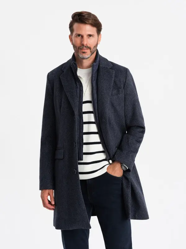 Ombre Ombre Unzipped men's wool coat - navy blue