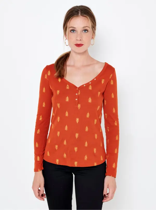 CAMAIEU Orange patterned T-shirt CAMAIEU - Women