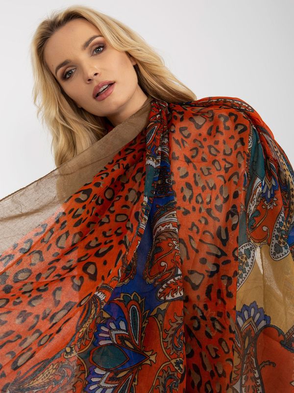 Fashionhunters Orange scarf with prints