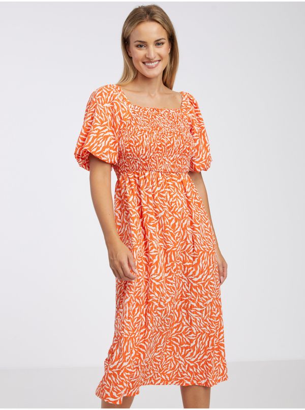 Vila Orange Women's Patterned Midishats VILA Sille - Ladies