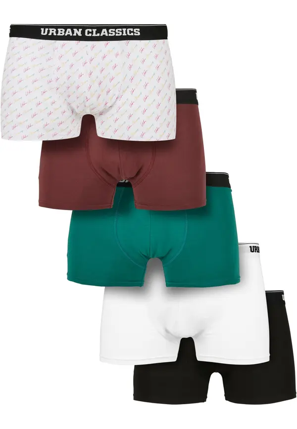 Urban Classics Organic Boxer Shorts 5-pack clrfl+chry+trgrn+wht+blk