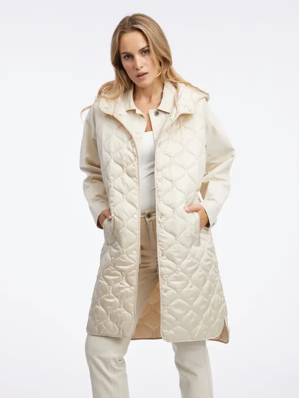 Orsay Orsay Beige Women's Long Quilted Vest - Women's