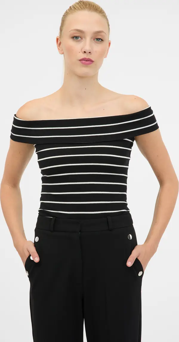 Orsay Orsay Black & White Women's Short Sleeve T-Shirt - Women's