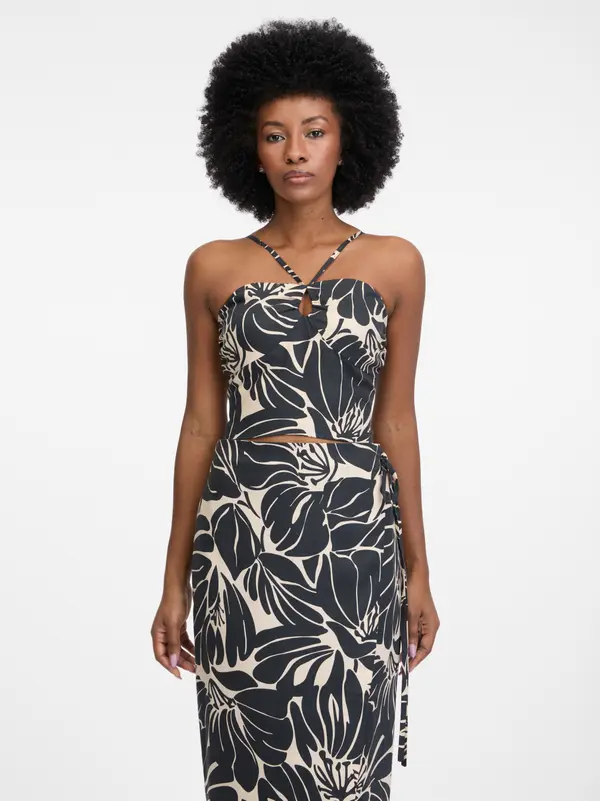 Orsay Orsay Black Women's Crop Patterned Tank Top - Women's