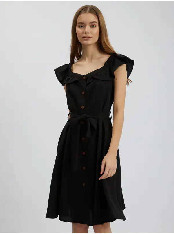 Orsay Orsay Black Women's Linen Dress - Women's