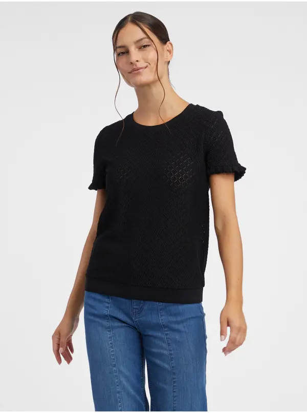 Orsay Orsay Black Women's Patterned Knitted T-Shirt - Women's