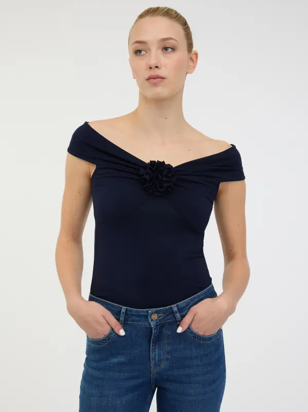 Orsay Orsay Black Women's Short Sleeve T-Shirt with Applique - Women's