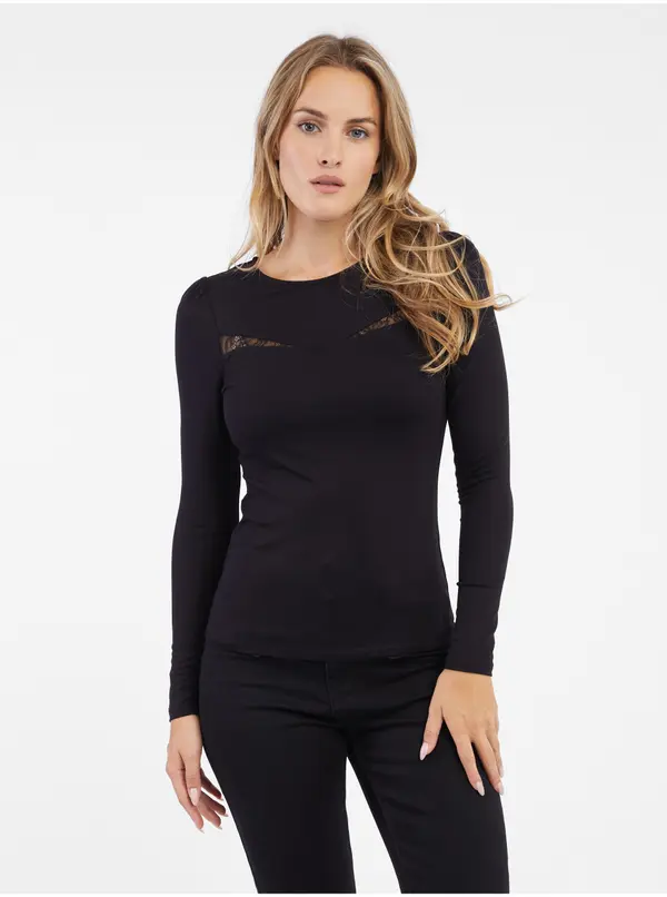 Orsay Orsay Black Women's T-Shirt with Lace - Women
