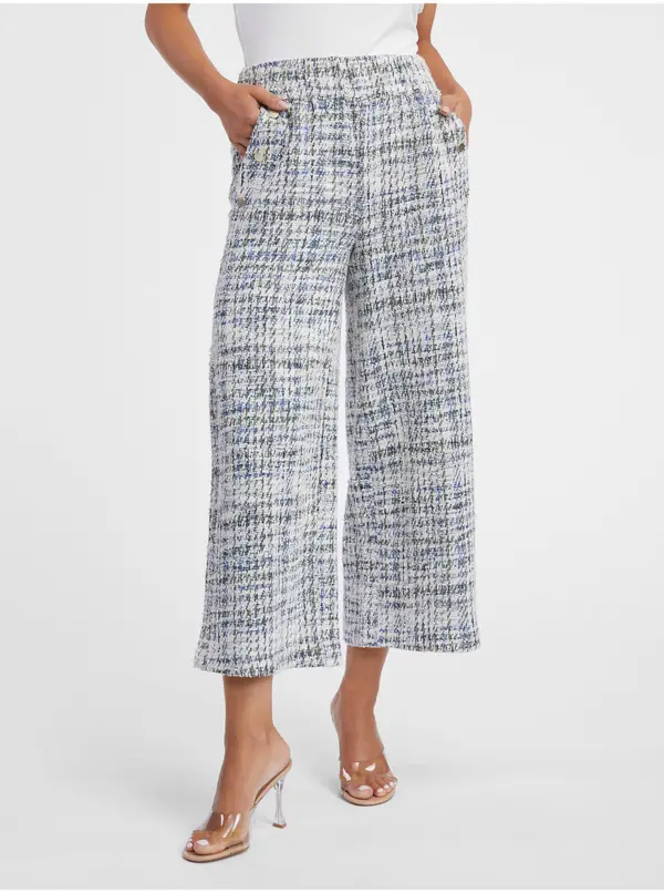 Orsay Orsay Blue-Cream Women's Tweed Culottes - Women's