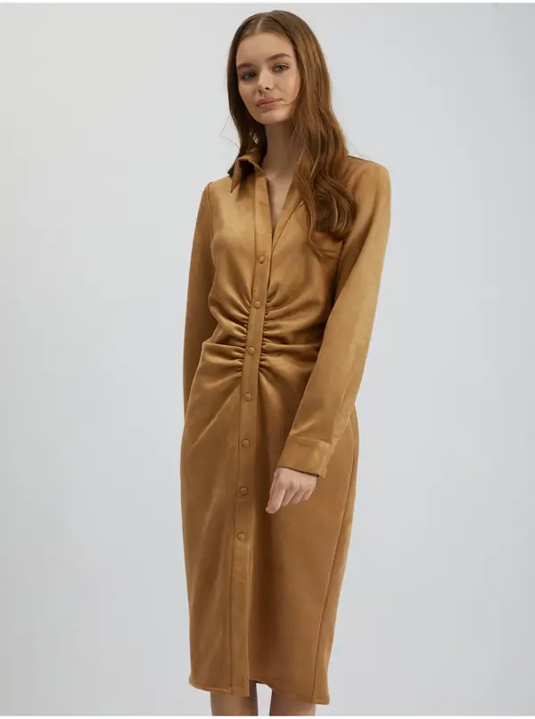 Orsay Orsay Brown Women's Suede Sheath Dress - Women's