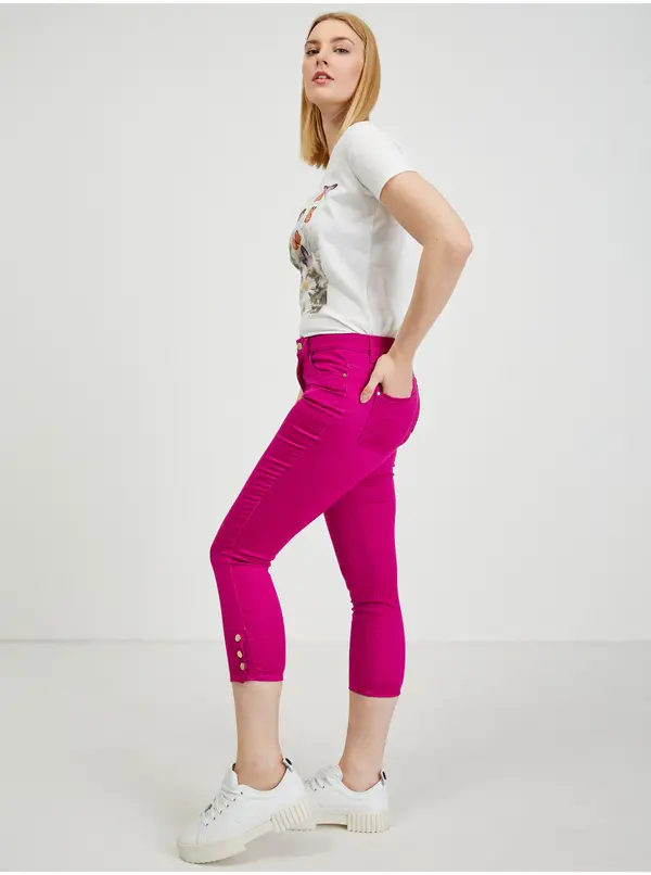 Orsay Orsay Dark Pink Women's Cropped Trousers - Women's