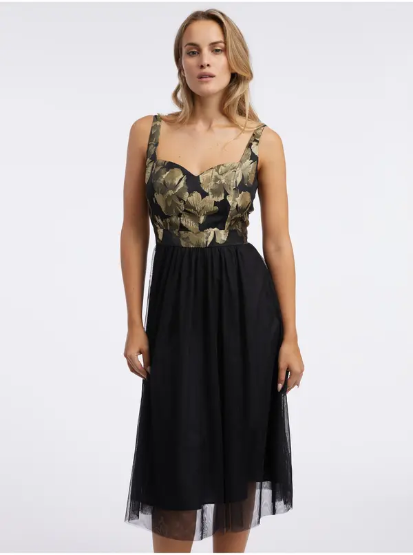 Orsay Orsay Gold-Black Women's Floral Dress - Women's