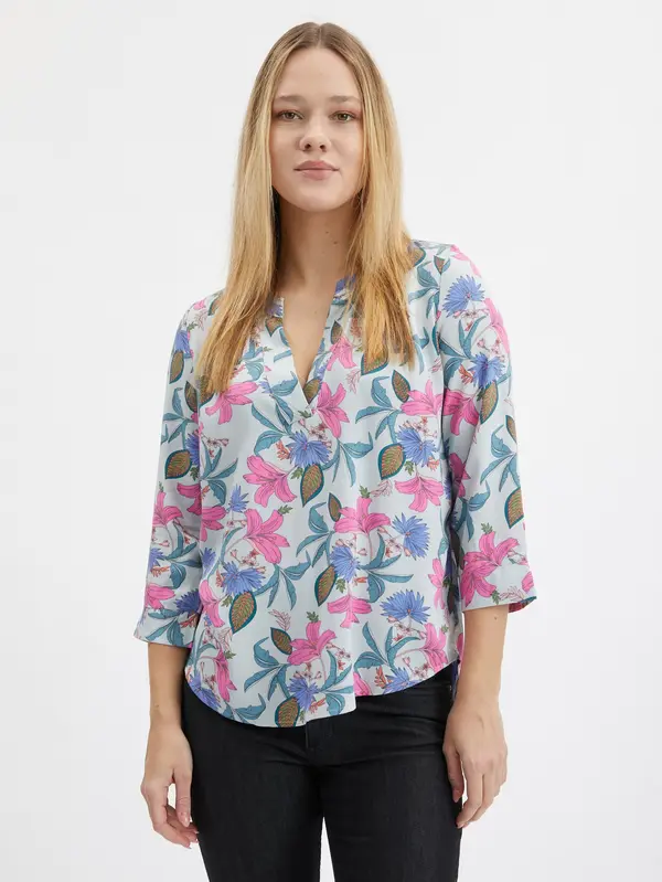 Orsay Orsay Light Blue Women's Floral Blouse - Women's