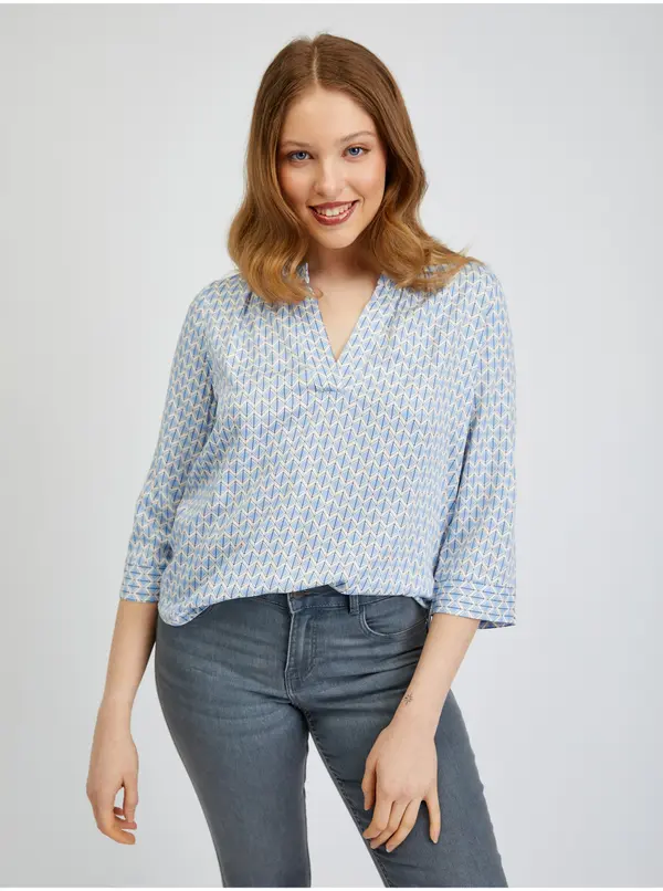 Orsay Orsay Light Blue Women's Patterned Blouse - Women's