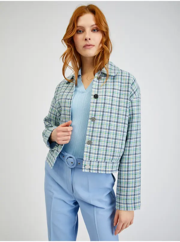 Orsay Orsay Light Blue Women's Plaid Blazer - Women's