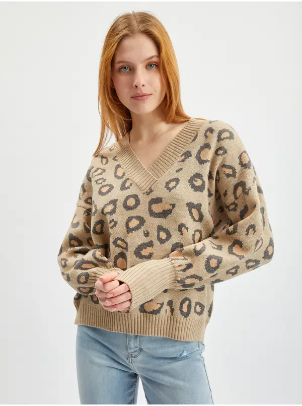 Orsay Orsay Light Brown Women's Patterned Sweater - Women's