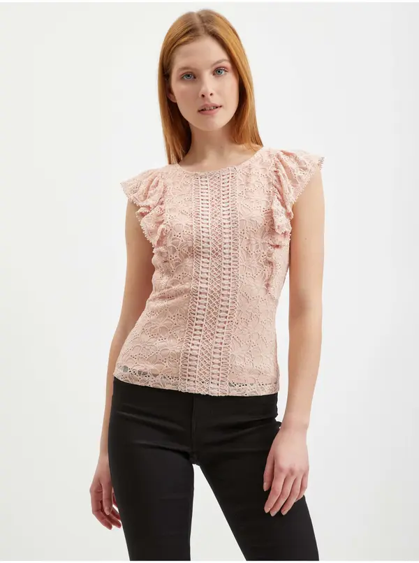 Orsay Orsay Light Pink Ladies Lace Blouse - Women