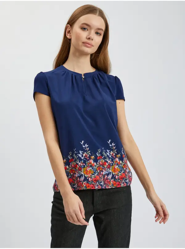 Orsay Orsay Navy Blue Women's Floral Blouse - Women's