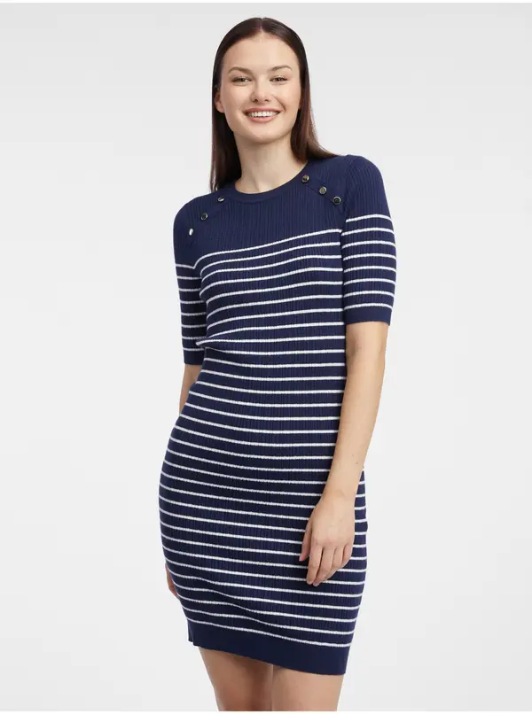 Orsay Orsay Navy Blue Women's Striped Sweater Dress - Women's
