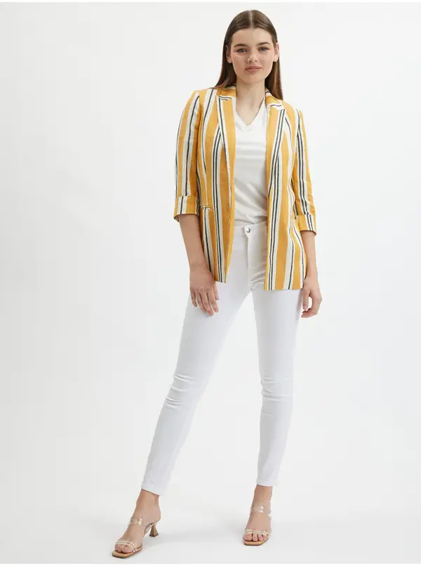 Orsay Orsay Orange Women's Striped Linen Blazer - Women's