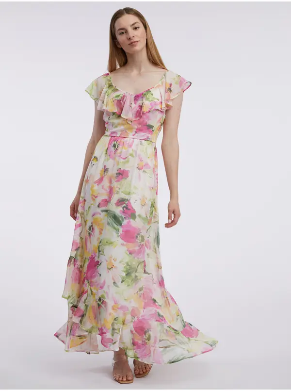 Orsay Orsay Pink & White Women's Floral Maxi Dress - Women's