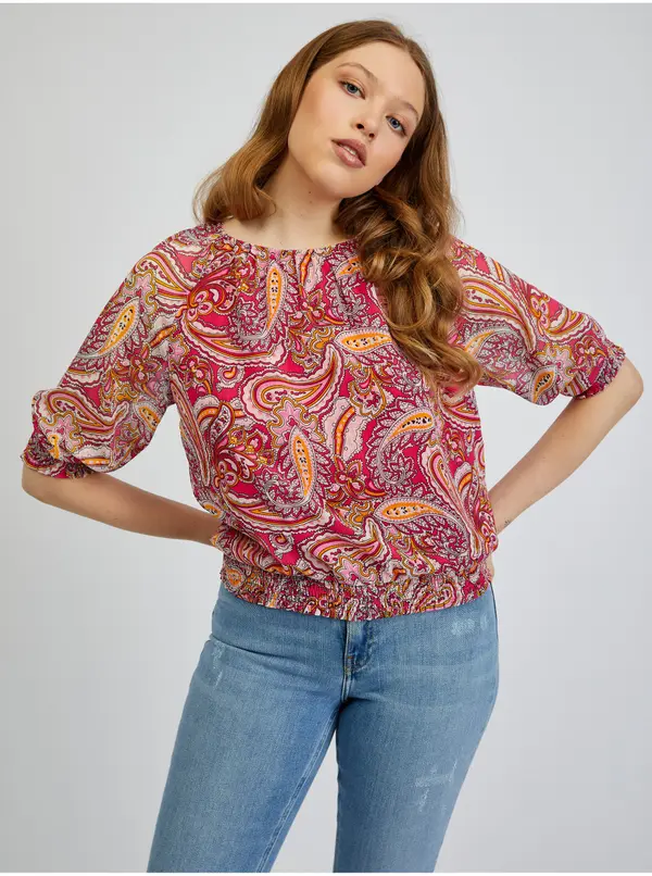 Orsay Orsay Red-Pink Women's Patterned Blouse - Women's