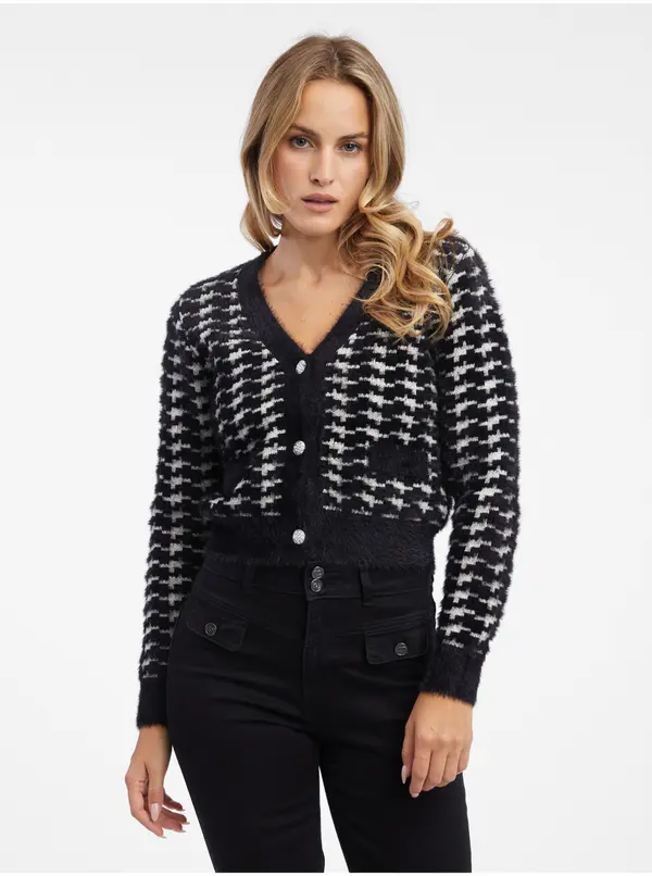 Orsay Orsay White-Black Women's Patterned Cardigan - Women's