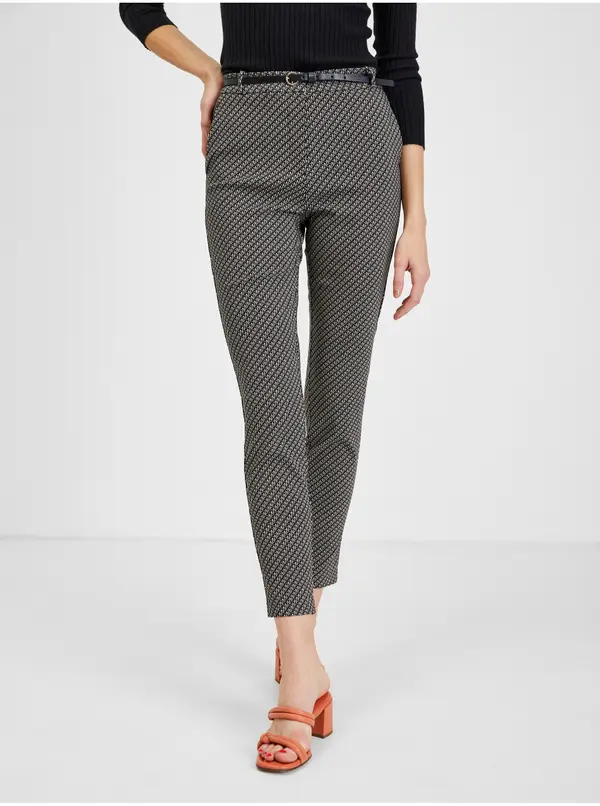 Orsay Orsay White-Black Women's Patterned Trousers - Women's