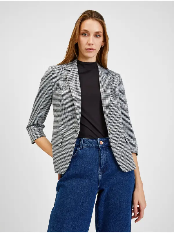 Orsay Orsay White-Black Women's Plaid Blazer - Women's