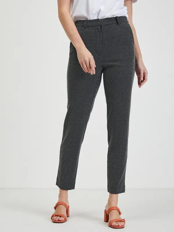 Orsay Orsay White-Black Women's Polka Dot Trousers - Women's
