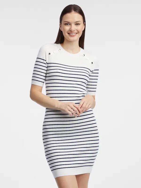 Orsay Orsay White Women's Striped Sweater Dress - Ladies