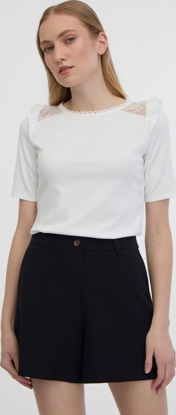 Orsay Orsay White Women's T-Shirt with Cut Back - Women's
