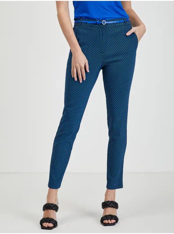 Orsay Orsay Women's Black & Blue Patterned Trousers - Women's