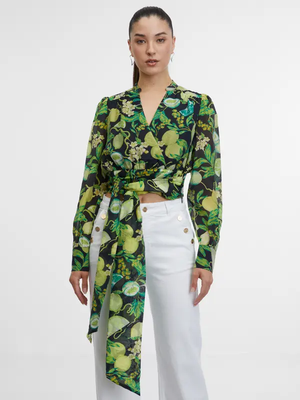 Orsay Orsay Women's Black & Yellow Patterned Blouse - Women's