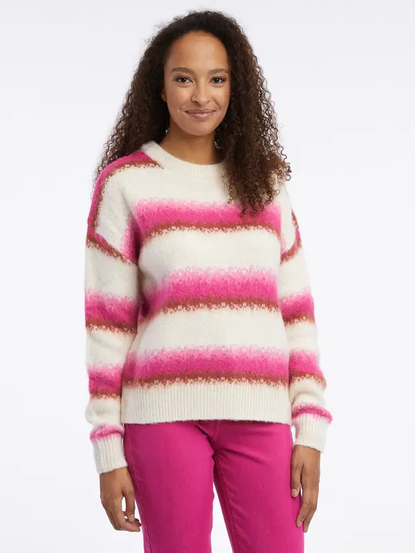 Orsay Orsay Women's Pink-Cream Striped Wool Sweater - Women's