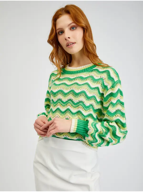 Orsay Orsay Yellow-Green Women's Striped Sweater - Women's