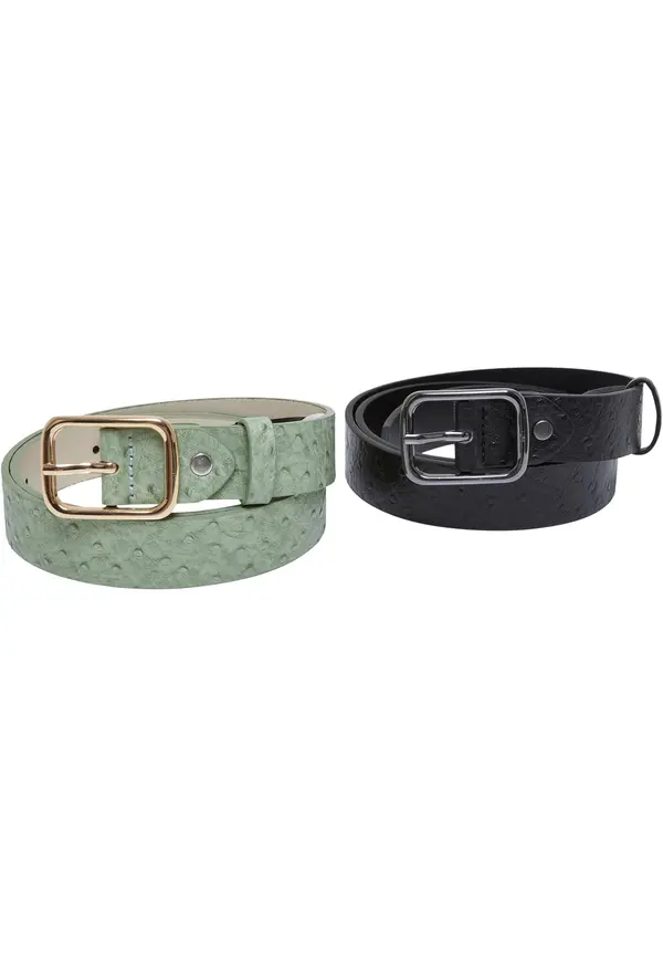 Urban Classics Ostrich Synthetic Leather Strap 2-Pack Black/Leaf