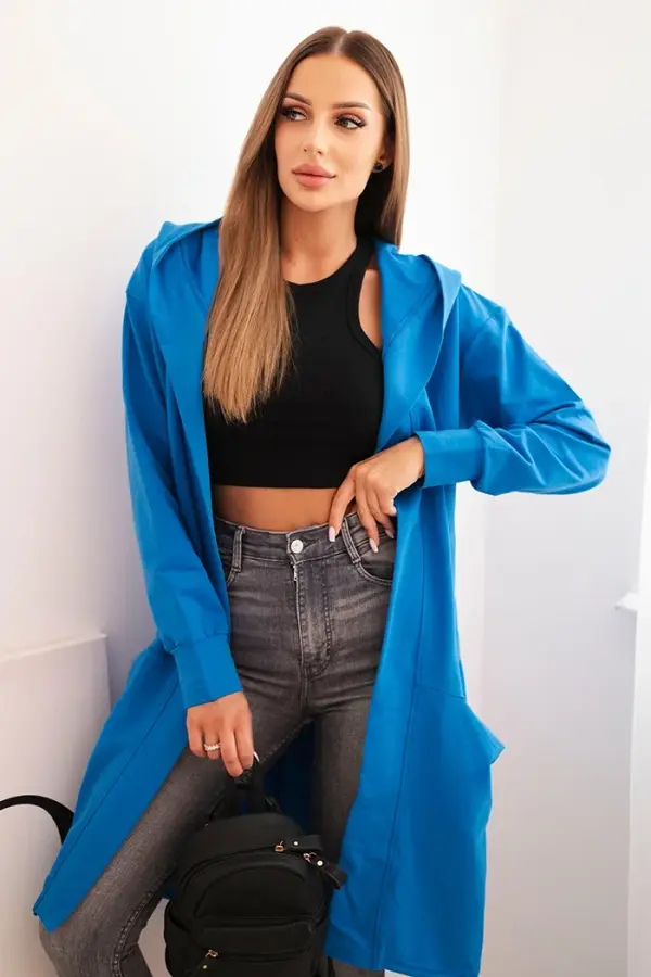 Kesi Oversize cape with hood purple-blue