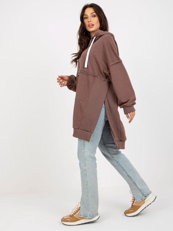 Fashionhunters Oversized Brown Long Hoodie