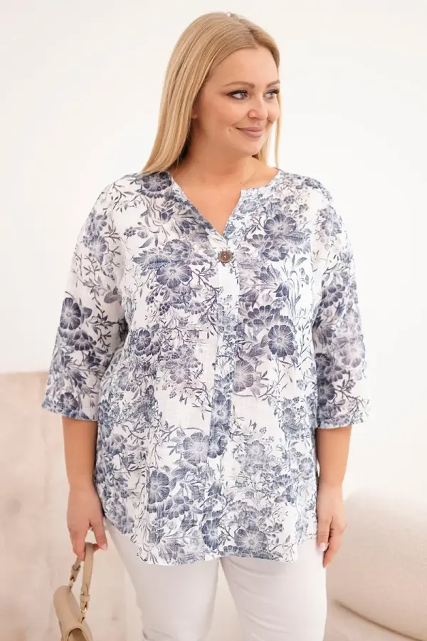 Kesi Włoski Pamučna bluza plus veličine s kratkim rukavima