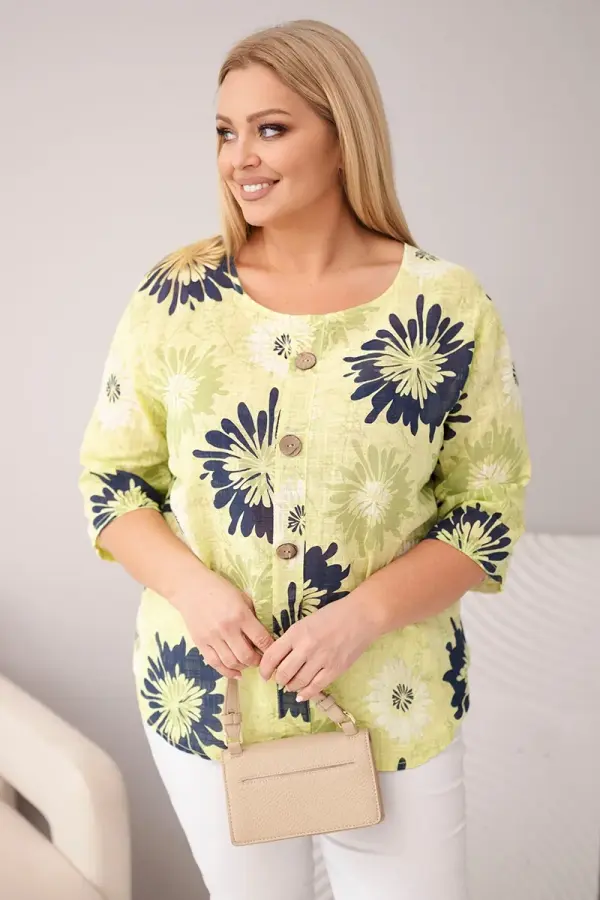 Kesi Włoski Pamučna bluza plus veličine s kratkim rukavima