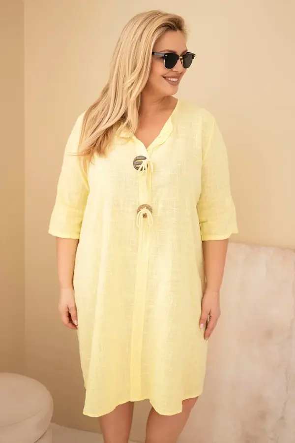 Kesi Włoski Pamučna haljina Kesi plus size s izrezom na vezanje