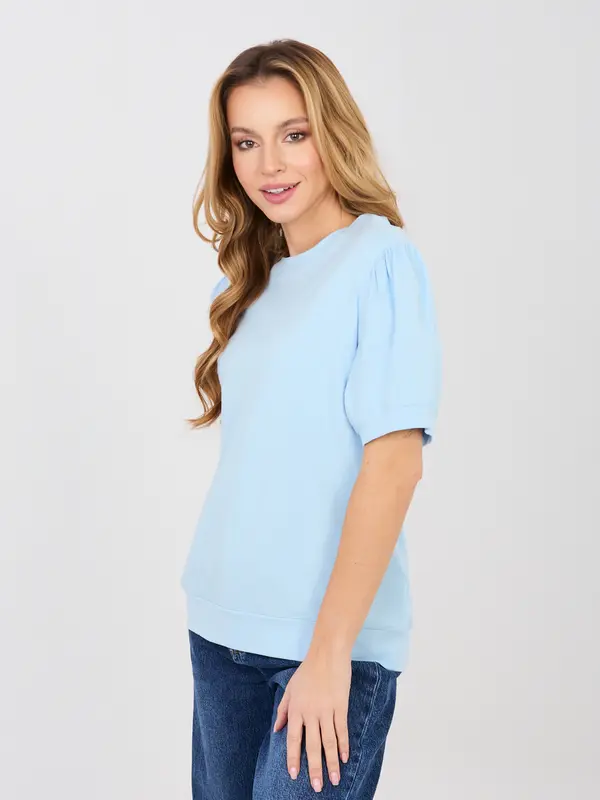 RUE PARIS Pastelno plava bluza kratkih rukava
