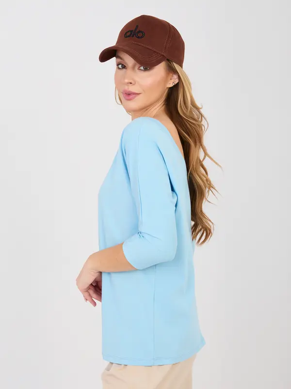 RUE PARIS Pastelno plava bluza s 3/4 rukavima