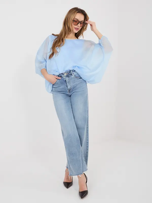 Italy Moda Pastelno plava bluza s rukavima u obliku šišmiša