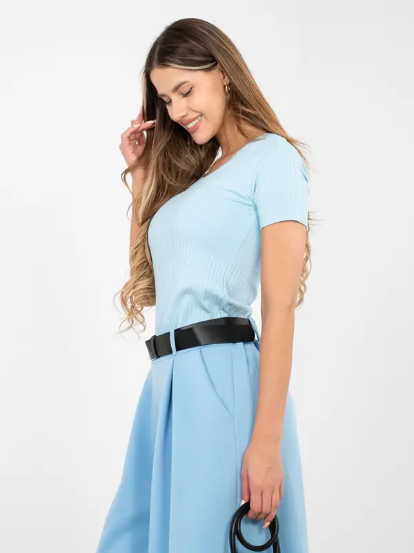 RUE PARIS Pastelno plava osnovna bluza