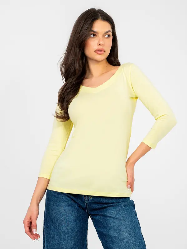 RUE PARIS Pastelno žuta bluza s V-izrezom