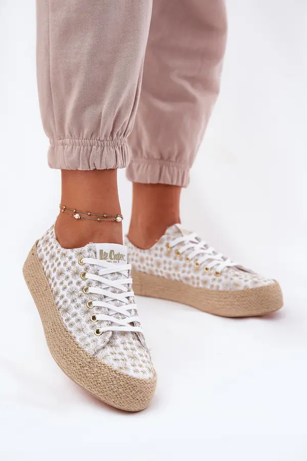 Lee Cooper Patterned Women's Sneakers On Platform With Braiding Lee Cooper