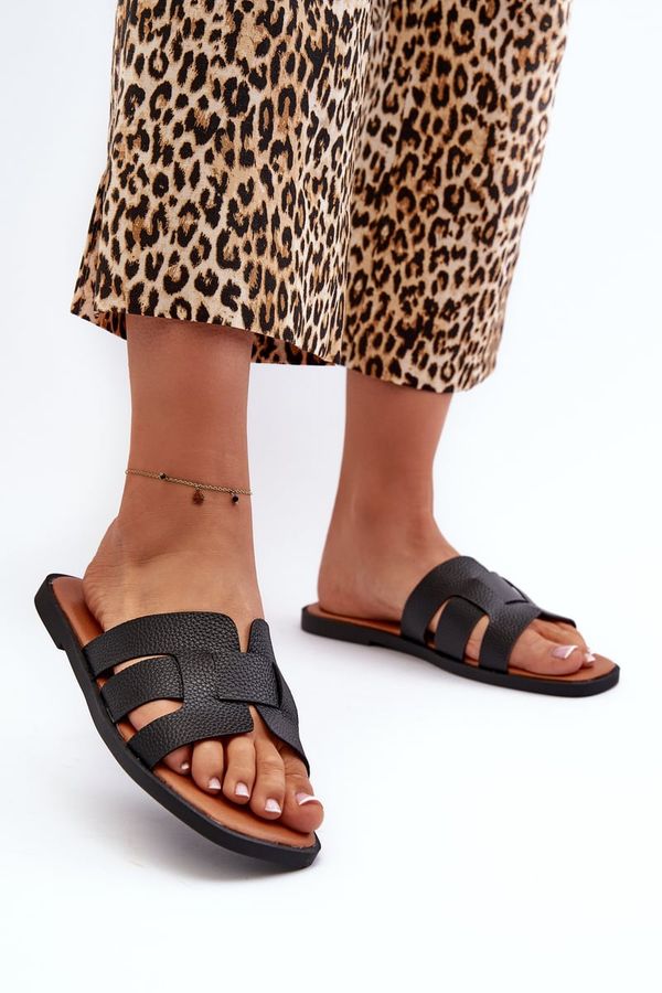 PE1 PE1 Flat Women's Flip-Flops Made of Faux Leather Black Risamay