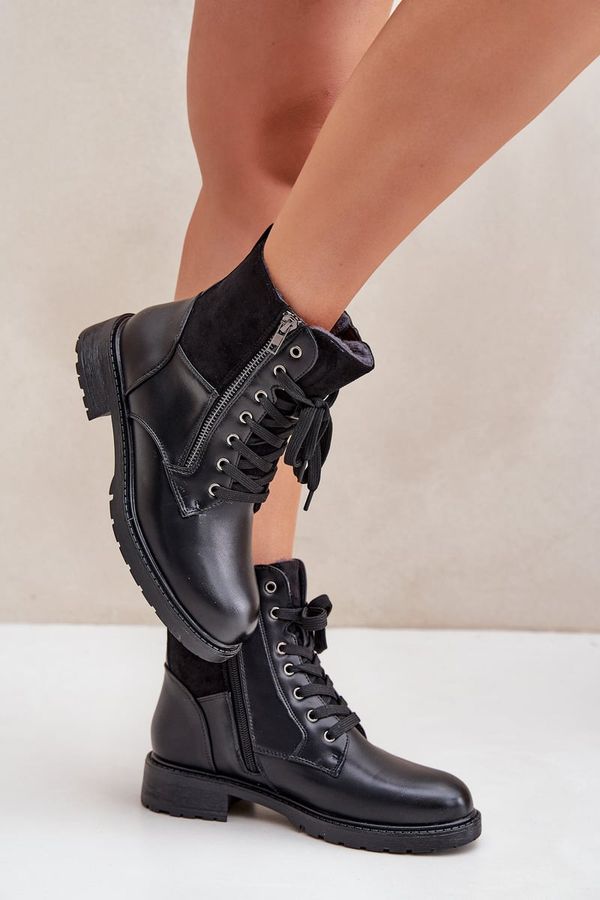 PE1 PE1 Insulated ankle boots flat heel eco leather black Naoise